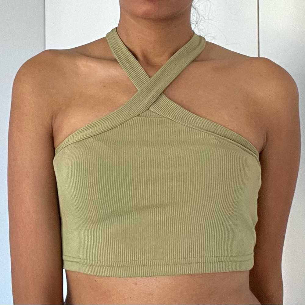 Halter neck green crop top